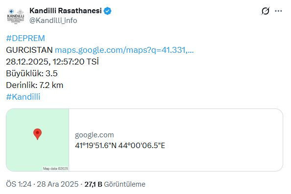 Gürcistan'da deprem! (28 Aralık 2025) - Resim : 2