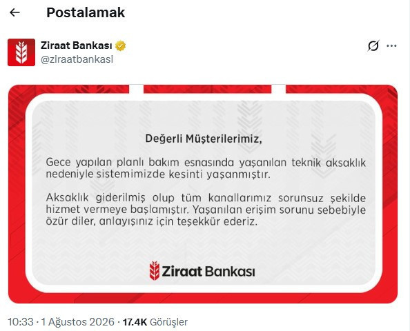 Ziraat Bankası mobil ve internet çöktü mü? ATM, POS, kart ve mobil hizmetler devre dışı kaldı - Resim : 4
