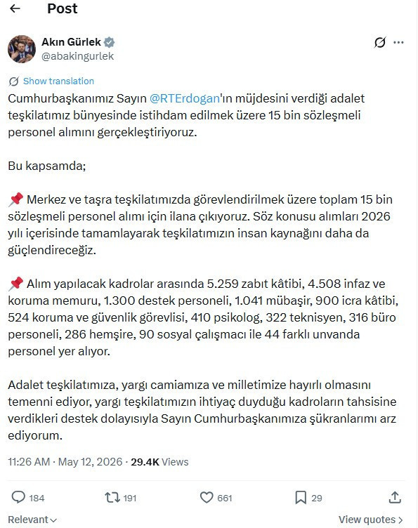 Adalet Bakanlığı binlerce personel alımı yapacak: İşte kontenjanlar - Resim : 1