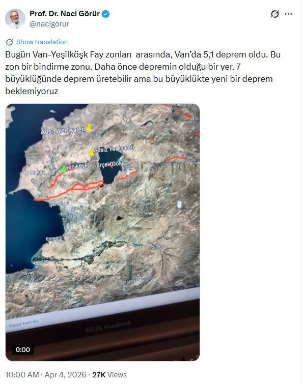 Van depreminin ardından Naci Görür’den kritik açıklama: “7 büyüklüğünde deprem üretebilir” - Resim : 2