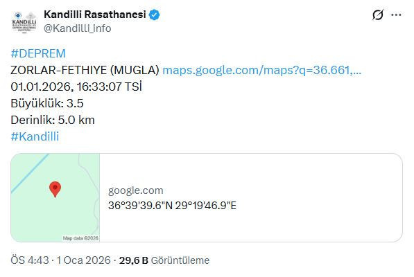 Muğla'da deprem (1 Ocak 2025) - Resim : 2