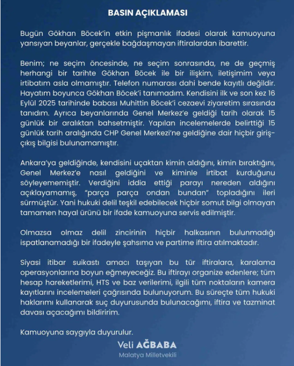 Veli Ağbaba, G&ouml;khan B&ouml;cek'in iddialarına yanıt verdi, "Baştan aşağı yalan ve iftira" - Resim : 1