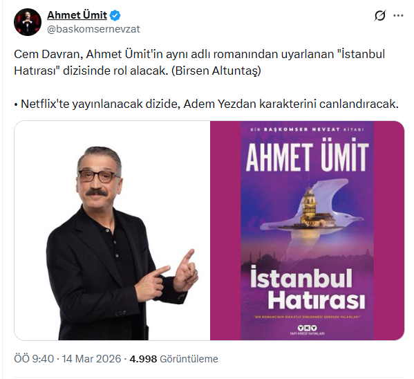Ahmet Ümit'in kült eseri diziye uyarlanıyor: Cem Davran'a kilit rol - Resim : 1