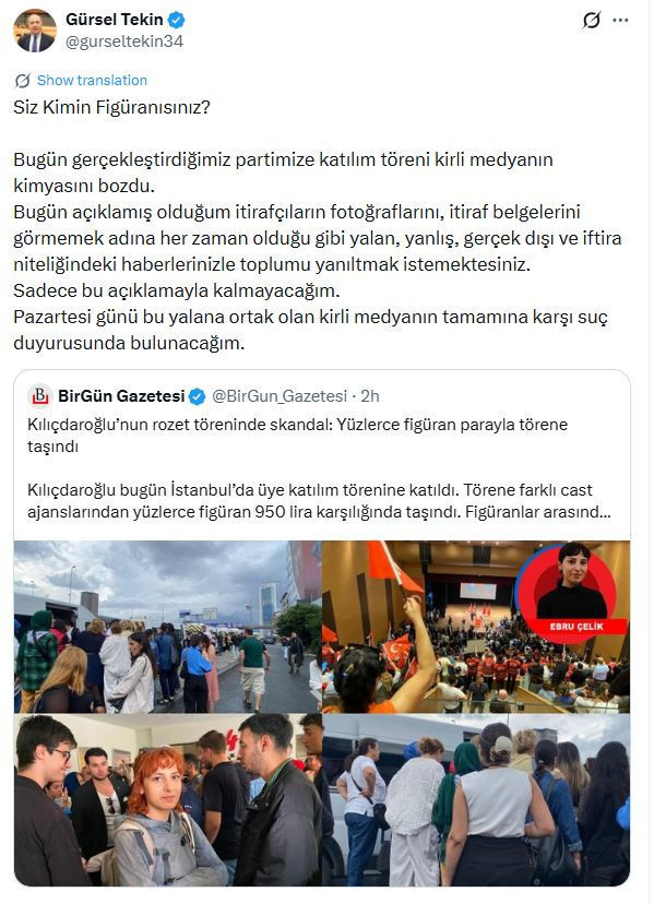 Kılıçdaroğlu'nun rozet töreninde figüran iddiası: Yüzlerce kişi 950 liraya ajanstan getirildi: CHP'den yanıt geldi - Resim : 1