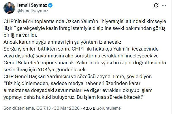 CHP'den Özkan Yalım kararı: İzlenecek yöntem ortaya çıktı - Resim : 1