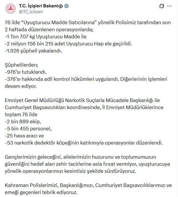 76 ilde dev uyuşturucu operasyonu - Resim : 1