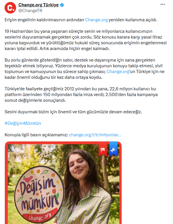 Change.org Türkiye yeniden erişime açıldı - Resim : 2