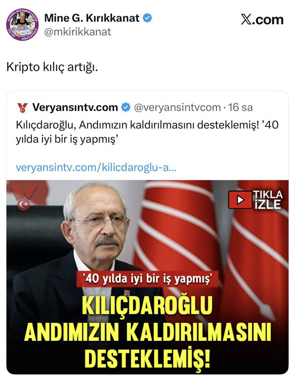 Özgür Özel'den Mine Kırıkkanat'a 'Kılıç artığı' tepkisi - Resim : 1