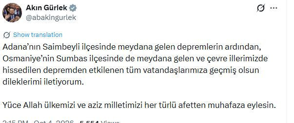 Adana ve Osmaniye'de peş peşe depremler (4 Ekim 2026) - Resim : 8