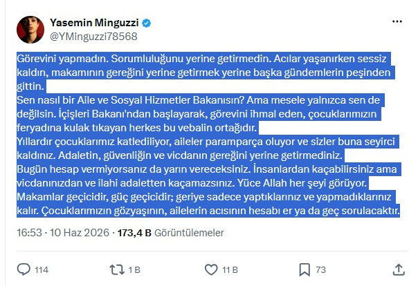 Yasemin Minguzzi, Bakan Mahinur Özdemir ve Mustafa Çiftçi'ye sert çıktı: Söyledikleri gündem oldu - Resim : 1