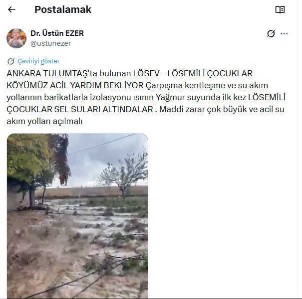 Ankara'da L&Ouml;SEV K&ouml;y&uuml;&rsquo;n&uuml; sel bastı: Yetkililerden acil yardım talebinde bulundular - Resim : 1