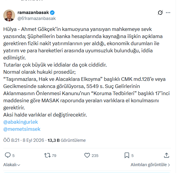Eski MASAK Başkanı: Gökçek'lerin mal varlığına el koyulmalı - Resim : 2