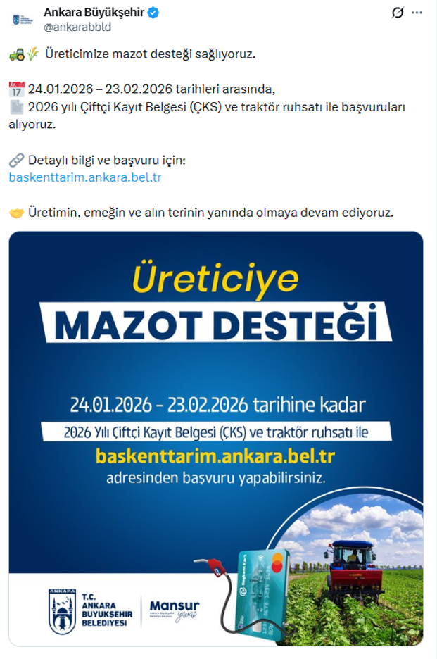 ABB’den çiftçilere mazot desteği: Başvurular başladı - Resim : 1