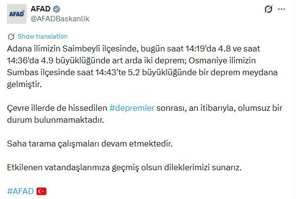 Adana ve Osmaniye'de peş peşe depremler (4 Ekim 2026) - Resim : 6
