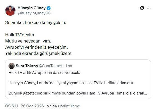 NTV'den kovulan Gazeteci Hüseyin Günay Halk TV’ye geçti - Resim : 2
