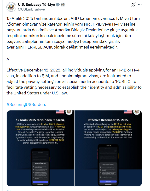 ABD’ye vize başvurusu yapacakları ilgilendiriyor: Sosyal medya incelemesi yapılacak - Resim : 1