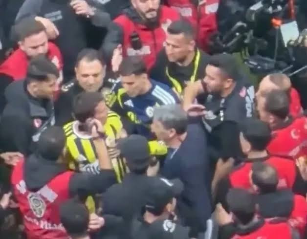 Derbi sonrası saha karıştı: Fenerbahçeli Mert Hakan Yandaş polis memurunu itti - Resim : 1