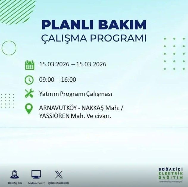 BEDAŞ duyurdu: 15 Mart 2026 Pazar: İstanbul'da hangi ilçelerde elektrik kesintisi olacak? - Resim: 3
