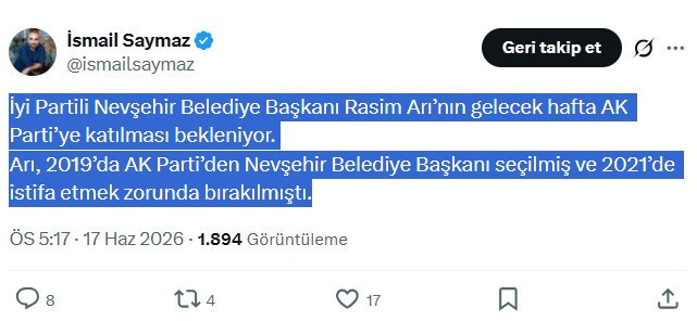İsmail Saymaz'dan gündem yaratacak iddia: İYİ Partili Rasim Arı AK Parti’ye mi katılıyor? - Resim : 1