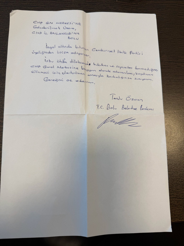 Tanju Özcan'dan istifa mektubu - Resim : 1