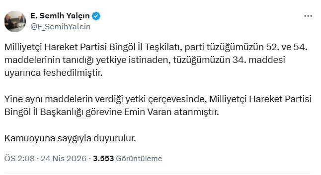 MHP’de bir günde iki il teşkilatı feshedildi - Resim : 1