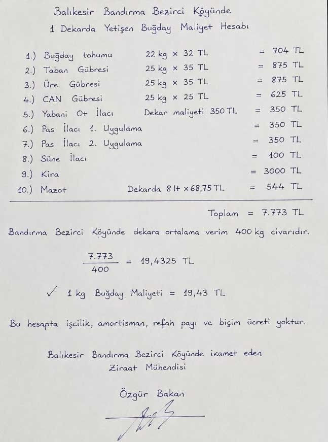 Tarladan TMO'ya 'Gerçek maliyet' yanıtı: 1 kilo buğday kaça üretiliyor? - Resim : 1