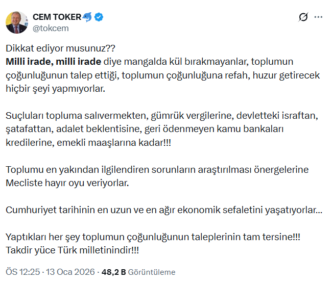Cem Toker'den AKP'ye: ''Cumhuriyet tarihinin en ağır sefaletini yaşatıyorlar&hellip;" - Resim : 1