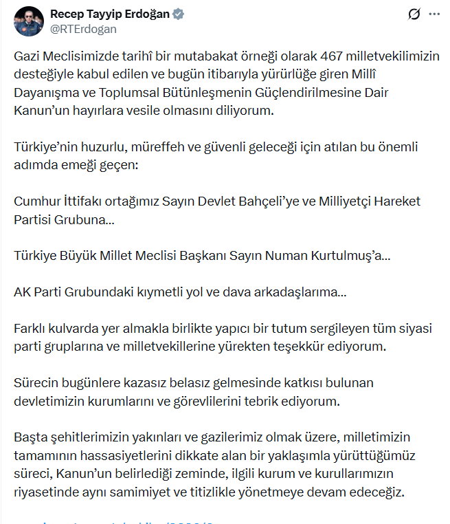 Erdoğan'ın teşekkür mesajında dikkat çeken protokol krizi: Siyasi bağ protokolün önüne geçti - Resim : 2