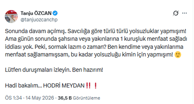 Tanju Özcan'dan iddianame sonrası ilk açıklama: Hodri meydan - Resim : 1