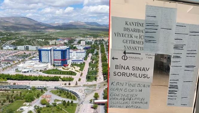 &Uuml;niversite kantininde rezalet: Bor&ccedil;lu &ouml;ğrencilerin isimleri ifşa edilip duvara asıldı - Resim : 1