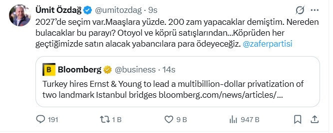 &Ouml;zdağ k&ouml;pr&uuml; otoyol &ouml;zelleştirme iddialarını değerlendirdi: '2027 se&ccedil;imleri i&ccedil;in para topluyorlar' - Resim : 1