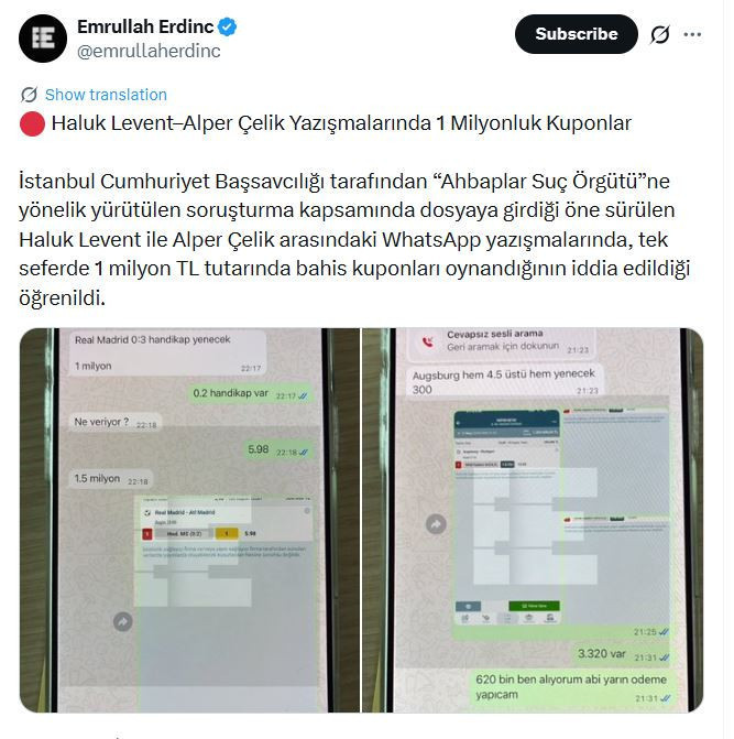 Haluk Levent ve yardımcısının bahis mesajları ortaya çıktı: Stuttgart handicap Gaziantep yenecek - Resim : 4