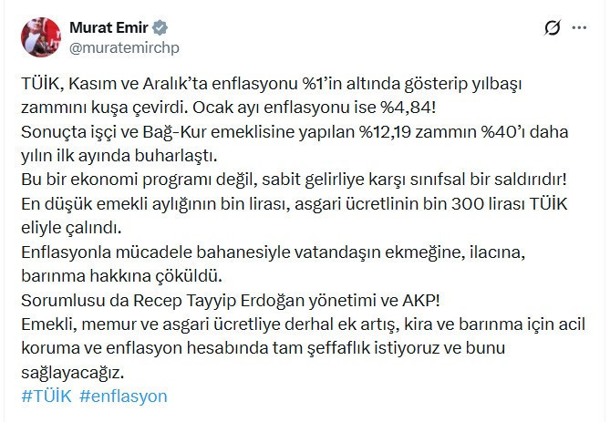 Murat Emir&rsquo;den enflasyon tepkisi: 'Sorumlusu Erdoğan y&ouml;netimi ve AKP' - Resim : 1