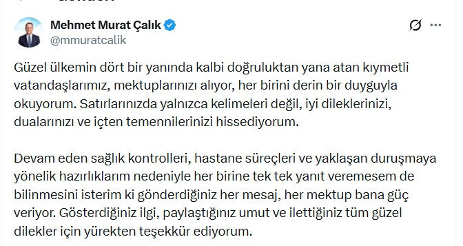Tutuklu Başkan Murat Çalık'tan destek mesajı: 'Her mektup bana güç katıyor' - Resim : 1