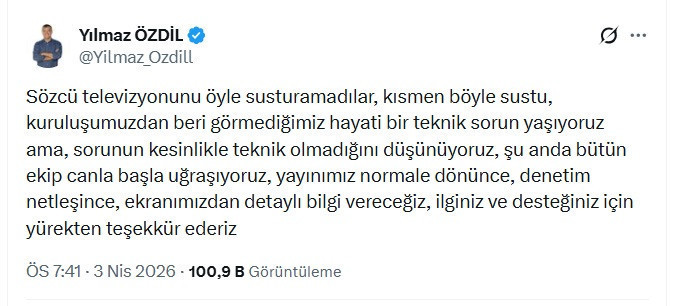 Yılmaz Özdil’den yayın kesintisine ilişkin önemli açıklama: “Sorunun teknik olmadığını düşünüyoruz” - Resim : 1