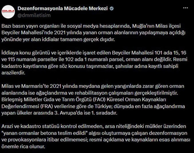 DMM’den Milas’taki orman arazisi iddialarına yanıt - Resim : 1