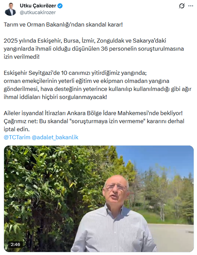 Eskişehir’deki orman yangınında 10 çalışan şehit olmuştu Bakanlığın kararına CHP’li Çakırözer isyan etti - Resim : 1