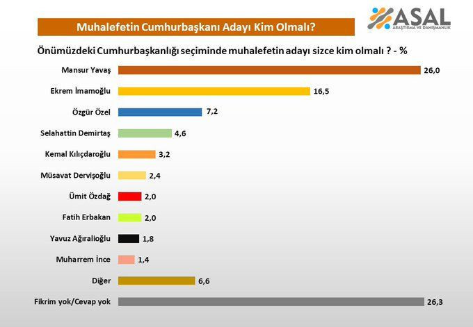Yeni anket ASAL Araştırma'dan: Muhalefetin Cumhurbaşkanı adayı sizce kim olmalı? - Resim: 16