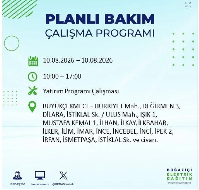 İstanbul'da elektrik kesintisi: 22 ilçenin tam listesi açıklandı - Resim: 11