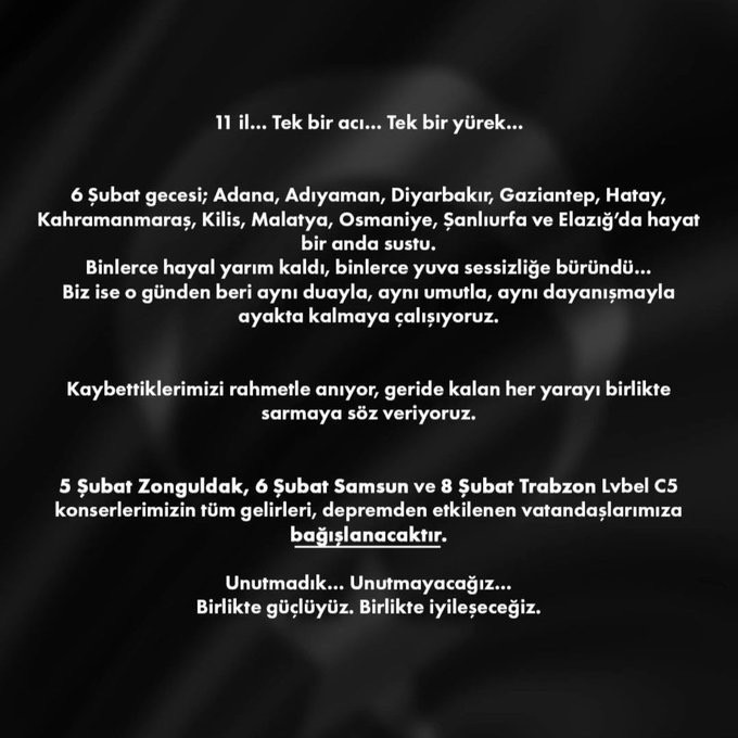 Lvbel C5'den depremzedelere anlamlı destek: 3 konser gelirini bağışlayacak - Resim : 1