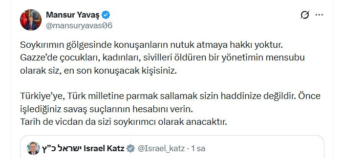 Mansur Yavaş'tan İsrailli bakana tokat gibi yanıt - Resim : 1
