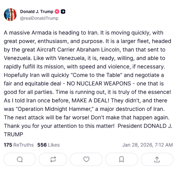 Trump sosyal medyadan duyurdu: Devasa bir donanma İran'a gidiyor - Resim : 1