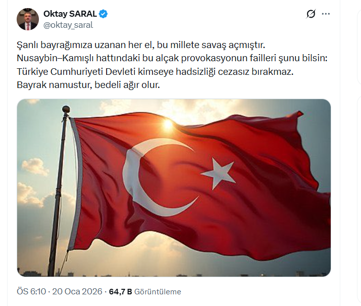 Saray'dan ilk 'Nusaybin' tepkisi: Bayrak namustur, bedeli ağır olur - Resim : 1