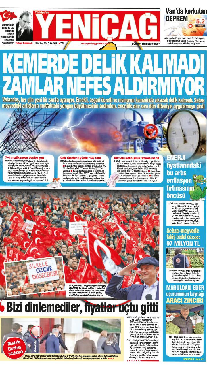 Yeniçağ Gazetesi: Kemerde delik kalmadı zamlar nefes aldırmıyor - Resim : 1