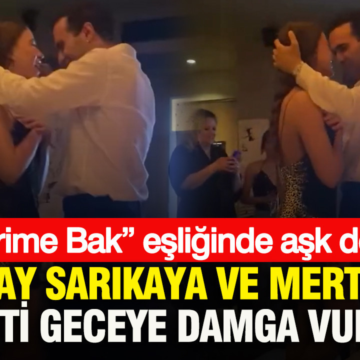 “Gözlerime Bak” eşliğinde aşk dolu anlar: Serenay Sarıkaya ve Mert Demir çifti geceye damga vurdu
