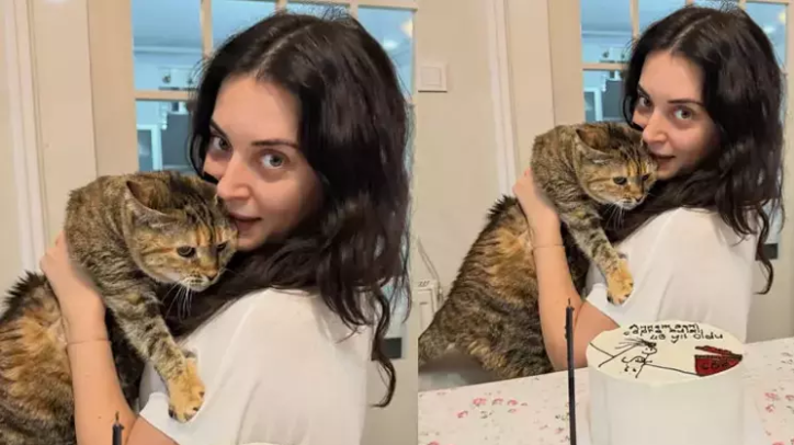 Ünlü oyuncu Aslıhan Gürbüz 43 yaşında: Kedisi Mino ile kutladı - Resim: 1