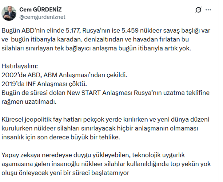 New Start anlaşması sona erdi: Nükleer silahlanma yarışı mı başlıyor? - Resim : 2