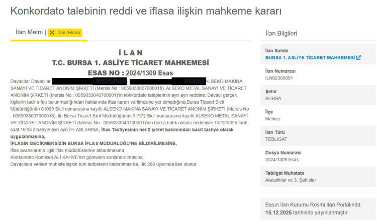 Dev fabrikadan kötü haber: Alseko Makina Sanayi iflas etti - Resim : 1