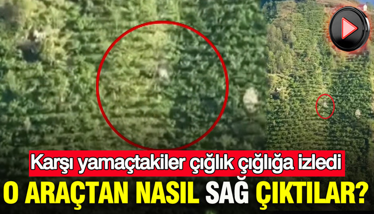 Karşı yamaçtakiler çığlık çığlığa izledi: O araçtan nasıl sağ çıktılar?