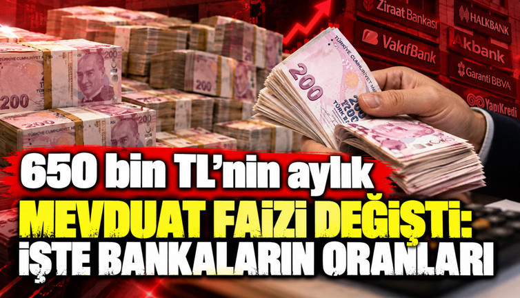 650 bin TL'nin aylık mevduat faizi değişti: İşte bankaların oranları